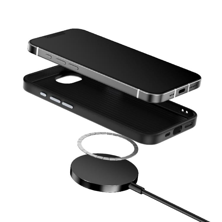 For iPhone 16e ABEEL C Carbon Fiber Series 6D Micro Relief MagSafe Phone Case(Black Blue) - iPhone 16e Cases by PMC TechLife | Online Shopping South Africa | PMC TechLife | Buy Now Pay Later Mobicred