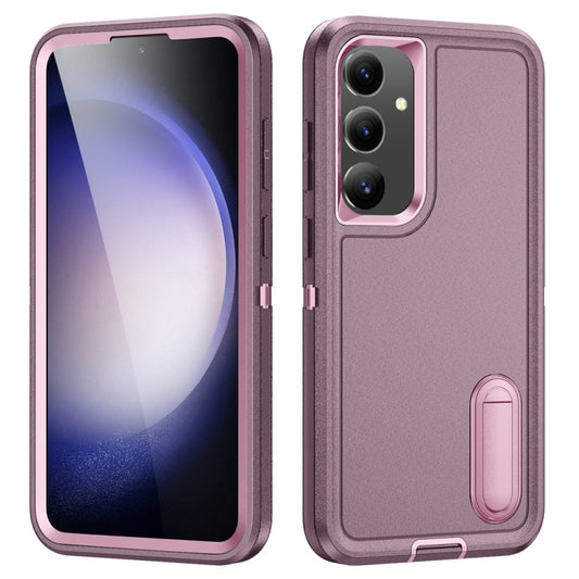 For Samsung Galaxy S24 / S25 5G Rugged PC Hybrid Silicone Phone Case with Holder(Purple+Pink) - Galaxy S25 5G Cases by PMC Jewellery | Online Shopping South Africa | PMC Jewellery | Buy Now Pay Later Mobicred