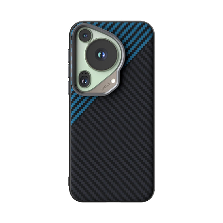 For Huawei Pura 70 Ultra ABEEL C Carbon Fiber Series 6D Micro Relief MagSafe Phone Case(Black Blue) - Huawei Cases by PMC Jewellery | Online Shopping South Africa | PMC Jewellery | Buy Now Pay Later Mobicred