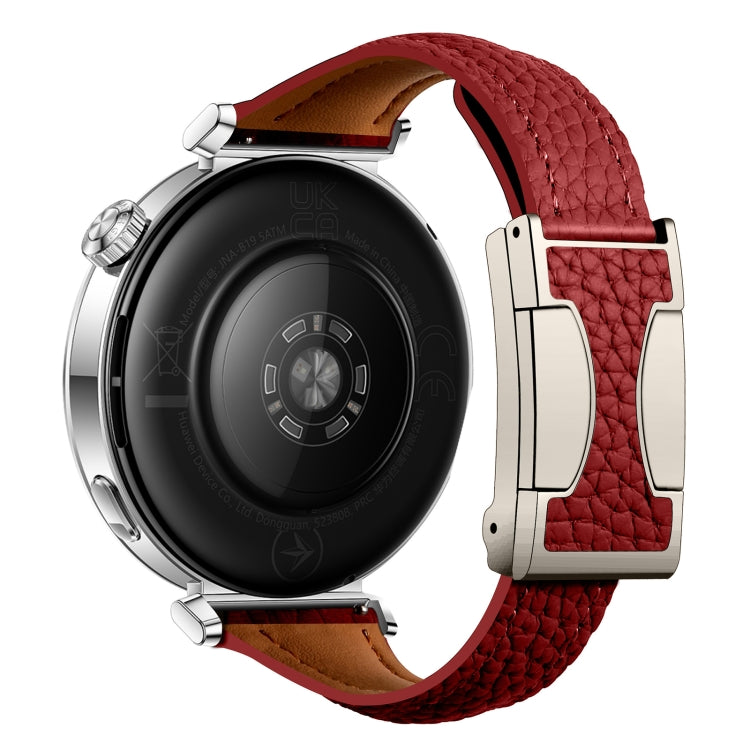 22mm Universal Slim Magnetic Buckle Genuine Leather Watch Band(Red) - free shipping - PMc TechLife - Order now!