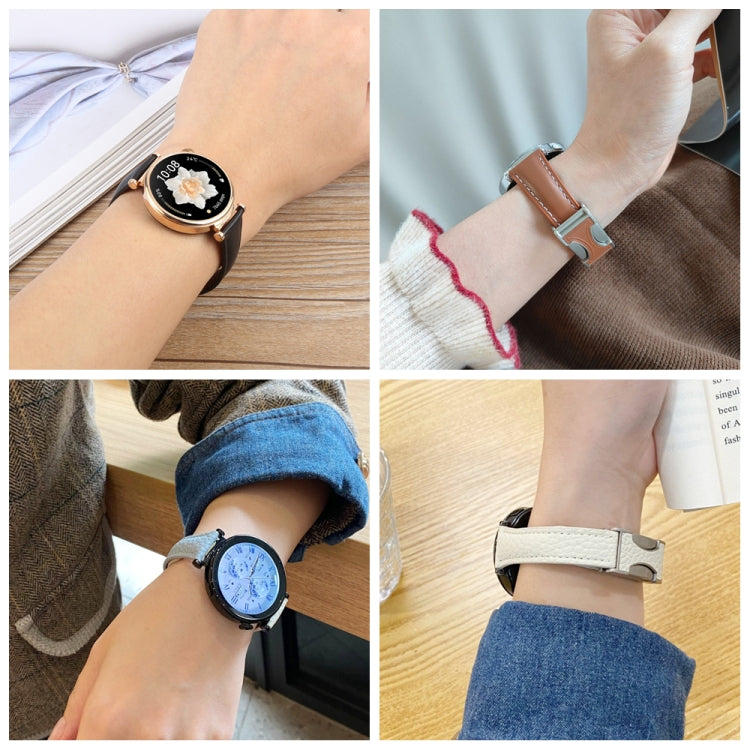 22mm Universal Slim Magnetic Buckle Genuine Leather Watch Band(Plain Weave Black) - free shipping - PMc TechLife - Order now!