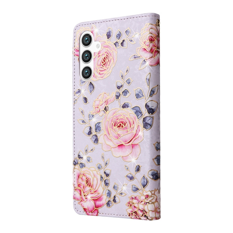 For Samsung Galaxy S25 5G Bronzing Painting RFID Leather Phone Case(Pastoral Rose) - Galaxy S25 5G Cases by PMC Jewellery | Online Shopping South Africa | PMC Jewellery | Buy Now Pay Later Mobicred