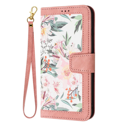 For Samsung Galaxy S25 5G Floral Pattern Leather Phone Case with Lanyard(Pink) - Galaxy S25 5G Cases by PMC Jewellery | Online Shopping South Africa | PMC Jewellery | Buy Now Pay Later Mobicred