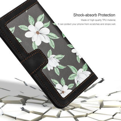 For Samsung Galaxy S25 5G Floral Pattern Leather Phone Case with Lanyard(Black) - Galaxy S25 5G Cases by PMC Jewellery | Online Shopping South Africa | PMC Jewellery | Buy Now Pay Later Mobicred