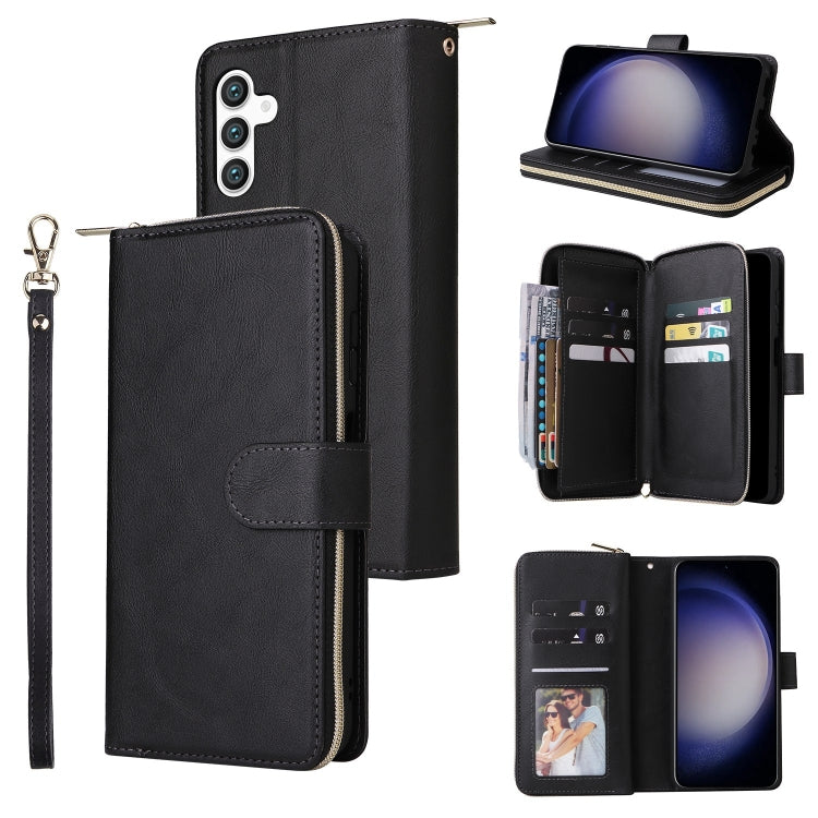 For Samsung Galaxy S25 5G 9-Card Slots Zipper Wallet Bag Leather Phone Case(Black) - Galaxy S25 5G Cases by PMC Jewellery | Online Shopping South Africa | PMC Jewellery | Buy Now Pay Later Mobicred