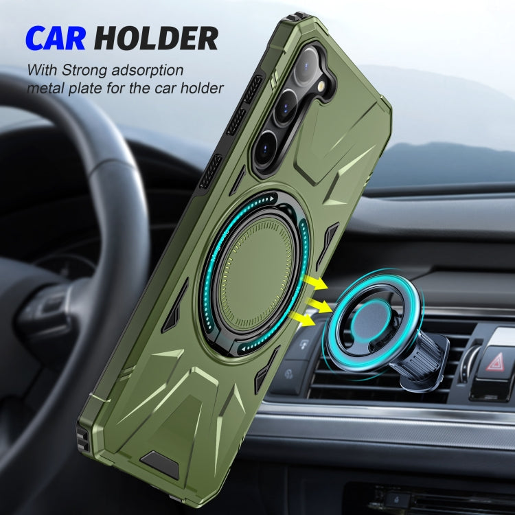 For Samsung Galaxy S25 5G MagSafe Magnetic Shockproof Phone Case with Ring Holder(Dark Green) - Galaxy S25 5G Cases by PMC Jewellery | Online Shopping South Africa | PMC Jewellery | Buy Now Pay Later Mobicred