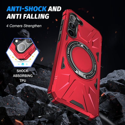 For Samsung Galaxy S25+ 5G MagSafe Magnetic Shockproof Phone Case with Ring Holder(Red) - Galaxy S25+ 5G Cases by PMC Jewellery | Online Shopping South Africa | PMC Jewellery | Buy Now Pay Later Mobicred