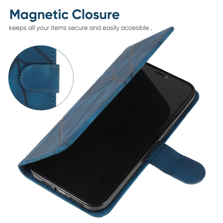 For Samsung Galaxy S25 Ultra 5G Skin Feel Geometric Lines Leather Phone Case(Blue) - Galaxy S25 Ultra 5G Cases by PMC Jewellery | Online Shopping South Africa | PMC Jewellery | Buy Now Pay Later Mobicred