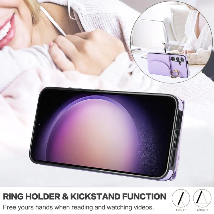 For Samsung Galaxy S25+ 5G Ring Holder Card Bag Skin Feel Phone Case(Purple) - Galaxy S25+ 5G Cases by PMC Jewellery | Online Shopping South Africa | PMC Jewellery | Buy Now Pay Later Mobicred