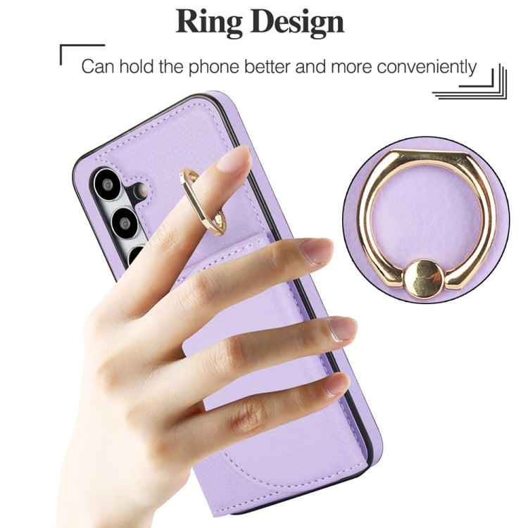 For Samsung Galaxy S25+ 5G Ring Holder Card Bag Skin Feel Phone Case(Purple) - Galaxy S25+ 5G Cases by PMC Jewellery | Online Shopping South Africa | PMC Jewellery | Buy Now Pay Later Mobicred