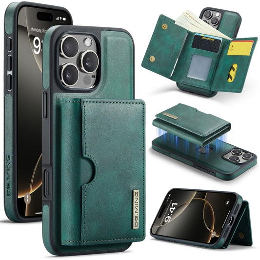 For iPhone 16 Pro DG.MING M6 Series RFID Tri-fold Card Bag Removable Leather Phone Case(Green) - iPhone 16 Pro Cases by DG.MING | Online Shopping South Africa | PMC Jewellery | Buy Now Pay Later Mobicred