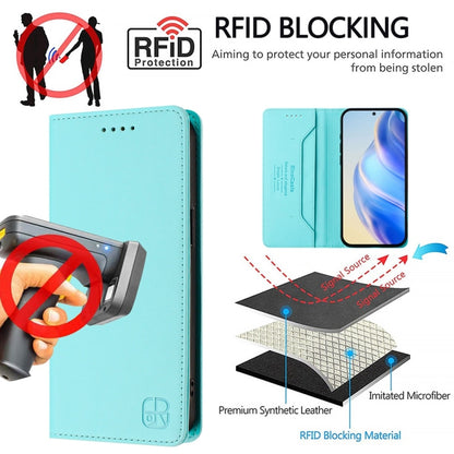 For Huawei Pura 70 Pro / Pura 70 Pro+ RC01 Dual-Folded Magnetic Suction RFID Leather Phone Case(Mint Green) - Huawei Cases by PMC Jewellery | Online Shopping South Africa | PMC Jewellery | Buy Now Pay Later Mobicred