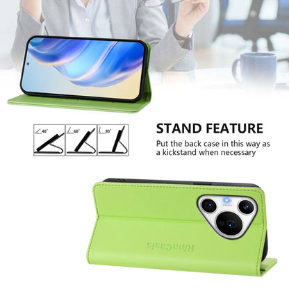 For Huawei Pura 70 Pro / Pura 70 Pro+ RC01 Dual-Folded Magnetic Suction RFID Leather Phone Case(Grass Green) - Huawei Cases by PMC Jewellery | Online Shopping South Africa | PMC Jewellery | Buy Now Pay Later Mobicred