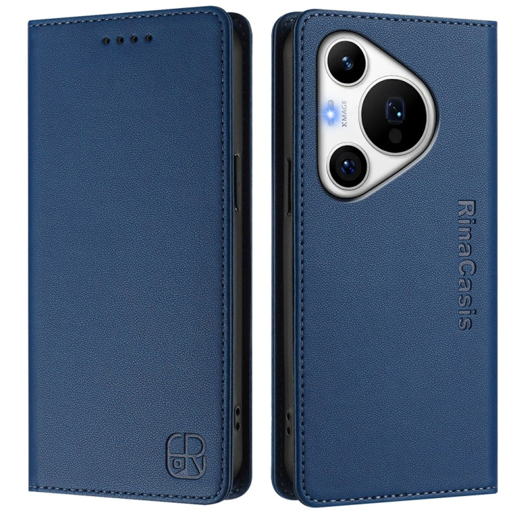 For Huawei Pura 70 Pro / Pura 70 Pro+ RC01 Dual-Folded Magnetic Suction RFID Leather Phone Case(Dark Blue) - Huawei Cases by PMC Jewellery | Online Shopping South Africa | PMC Jewellery | Buy Now Pay Later Mobicred