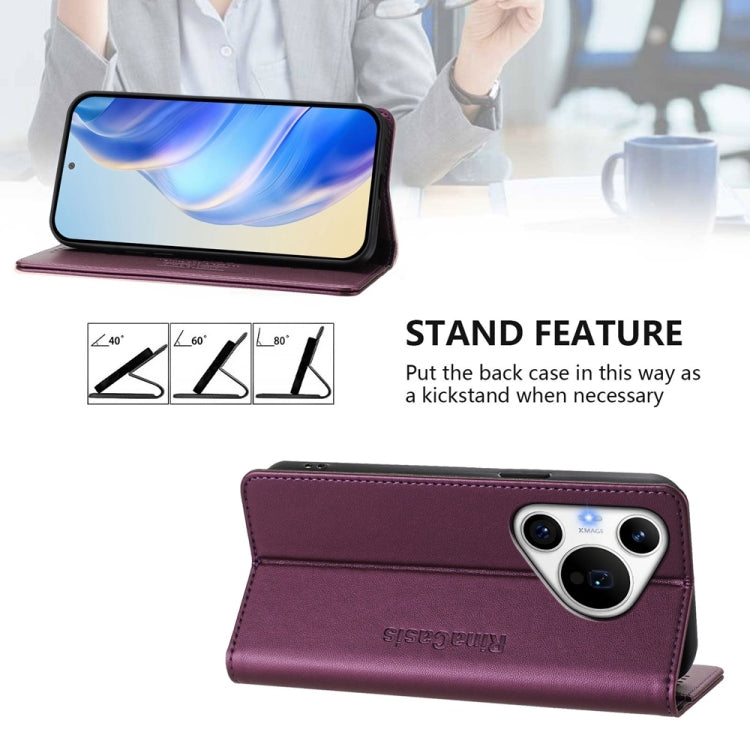 For Huawei Pura 70 Pro / Pura 70 Pro+ RC01 Dual-Folded Magnetic Suction RFID Leather Phone Case(Violet) - Huawei Cases by PMC Jewellery | Online Shopping South Africa | PMC Jewellery | Buy Now Pay Later Mobicred