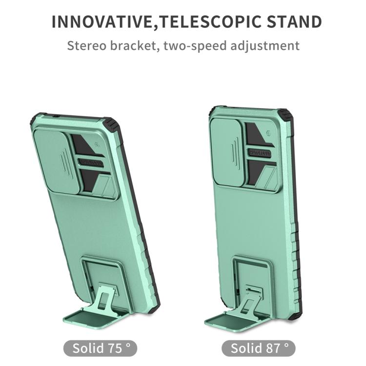 For Samsung Galaxy S25 Ultra 5G Stereoscopic Holder Sliding Camshield Phone Case(Light Green) - Galaxy S25 Ultra 5G Cases by PMC Jewellery | Online Shopping South Africa | PMC Jewellery | Buy Now Pay Later Mobicred