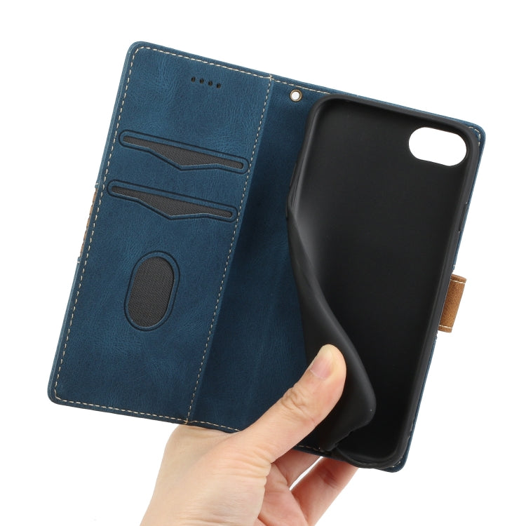 For iPhone 16e Grid Stitching Leather Phone Case with Lanyard(Blue) - iPhone 16e Cases by PMC TechLife | Online Shopping South Africa | PMC TechLife | Buy Now Pay Later Mobicred