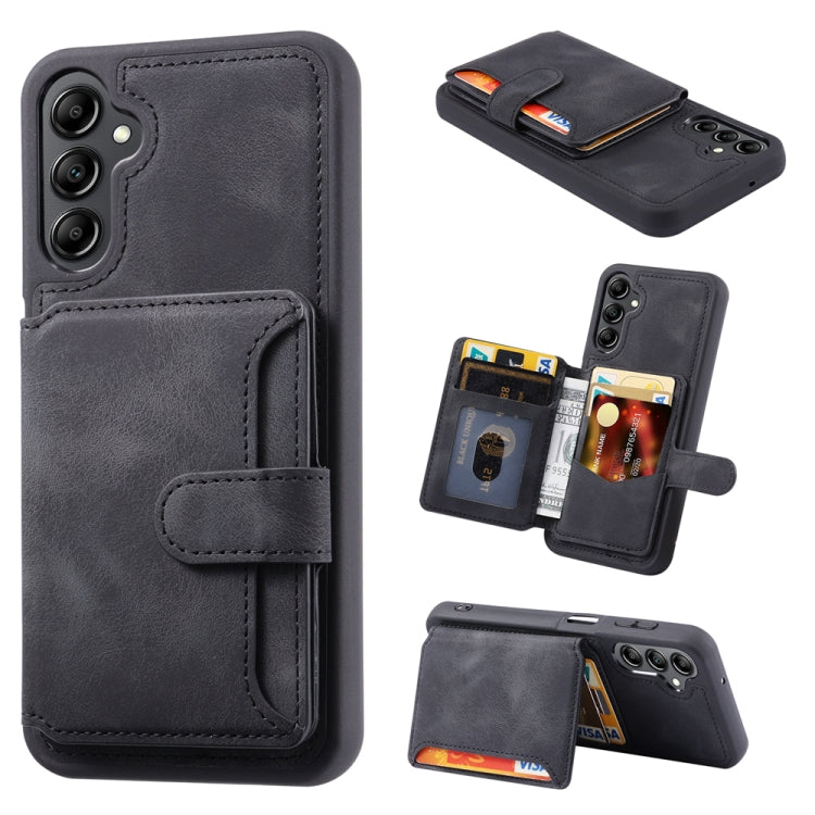 For Samsung Galaxy S25 5G Skin Feel Dream RFID Anti-theft PU Card Bag Phone Case(Black) - Galaxy S25 5G Cases by PMC Jewellery | Online Shopping South Africa | PMC Jewellery | Buy Now Pay Later Mobicred