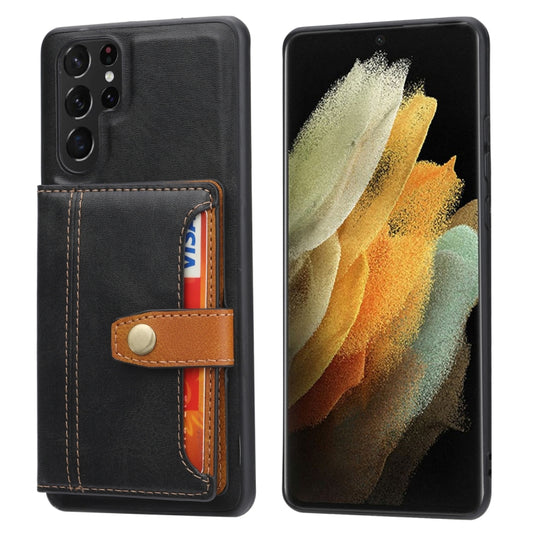 For Samsung Galaxy S25 Ultra 5G Calfskin Card Slot TPU Hybrid PU Phone Case(Black) - Galaxy S25 Ultra 5G Cases by PMC Jewellery | Online Shopping South Africa | PMC Jewellery | Buy Now Pay Later Mobicred