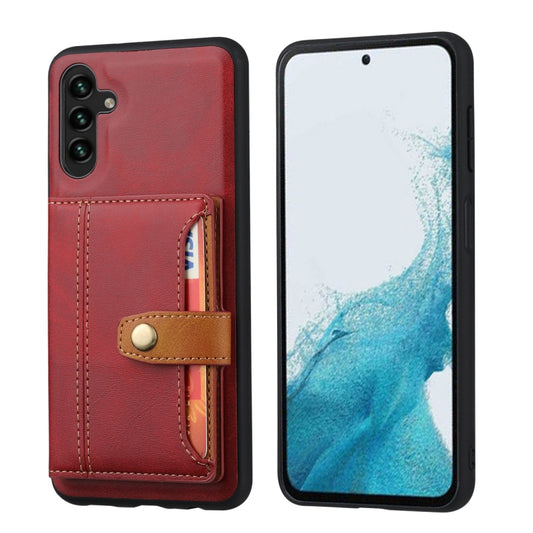 For Samsung Galaxy S25+ 5G Calfskin Card Slot TPU Hybrid PU Phone Case(Red) - Galaxy S25+ 5G Cases by PMC Jewellery | Online Shopping South Africa | PMC Jewellery | Buy Now Pay Later Mobicred