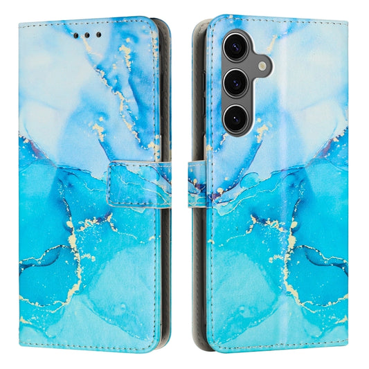 For Samsung Galaxy S25+ 5G Painted Marble Pattern Leather Phone Case(Blue Green) - Galaxy S25+ 5G Cases by PMC Jewellery | Online Shopping South Africa | PMC Jewellery | Buy Now Pay Later Mobicred