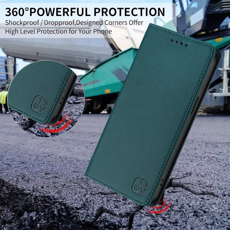 For Ulefone Note 14 RC01 Dual-Folded Magnetic Suction RFID Leather Phone Case(Dark Green) - Ulefone Cases by PMC TechLife | Online Shopping South Africa | PMC TechLife | Buy Now Pay Later Mobicred