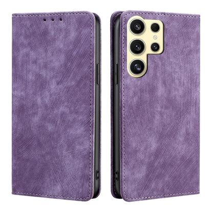 For Samsung Galaxy S25 Ultra 5G RFID Anti-theft Brush Magnetic Leather Phone Case(Purple) - Galaxy S25 Ultra 5G Cases by PMC Jewellery | Online Shopping South Africa | PMC Jewellery | Buy Now Pay Later Mobicred