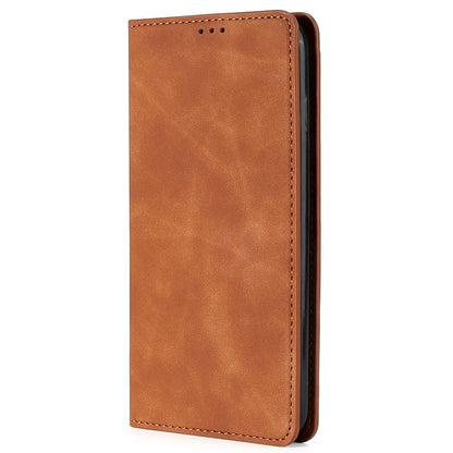 For Samsung Galaxy S25 5G Skin Feel Magnetic Leather Phone Case(Light Brown) - Galaxy S25 5G Cases by PMC Jewellery | Online Shopping South Africa | PMC Jewellery | Buy Now Pay Later Mobicred