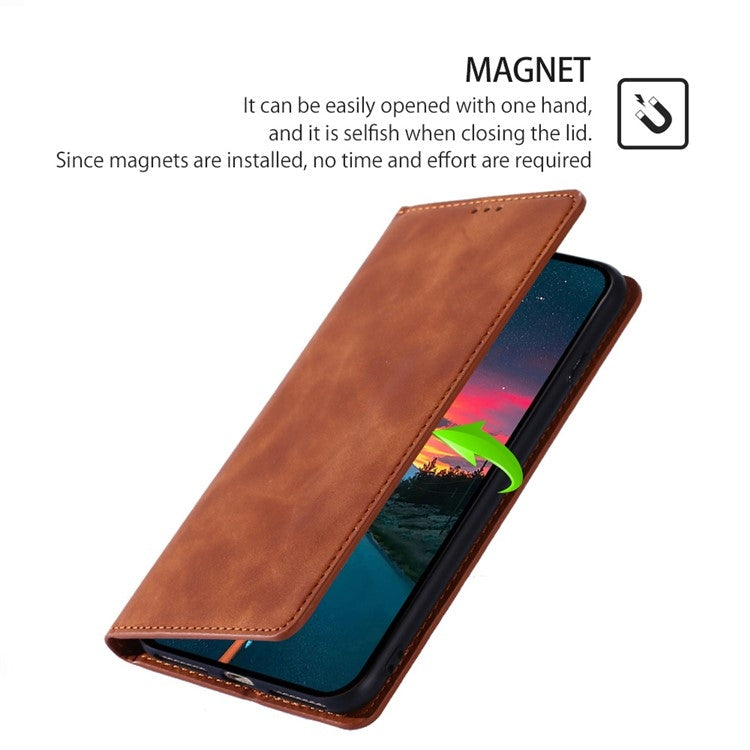 For Samsung Galaxy S25 5G Skin Feel Magnetic Leather Phone Case(Light Brown) - Galaxy S25 5G Cases by PMC Jewellery | Online Shopping South Africa | PMC Jewellery | Buy Now Pay Later Mobicred