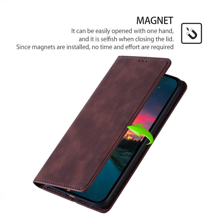 For Samsung Galaxy S25+ 5G Skin Feel Magnetic Leather Phone Case(Dark Brown) - Galaxy S25+ 5G Cases by PMC Jewellery | Online Shopping South Africa | PMC Jewellery | Buy Now Pay Later Mobicred