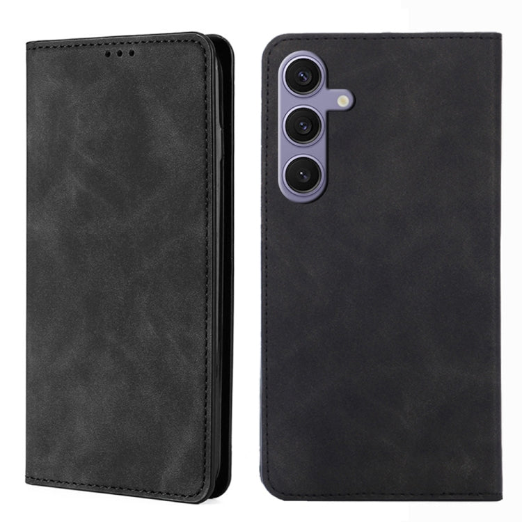 For Samsung Galaxy S25+ 5G Skin Feel Magnetic Leather Phone Case(Black) - Galaxy S25+ 5G Cases by PMC Jewellery | Online Shopping South Africa | PMC Jewellery | Buy Now Pay Later Mobicred