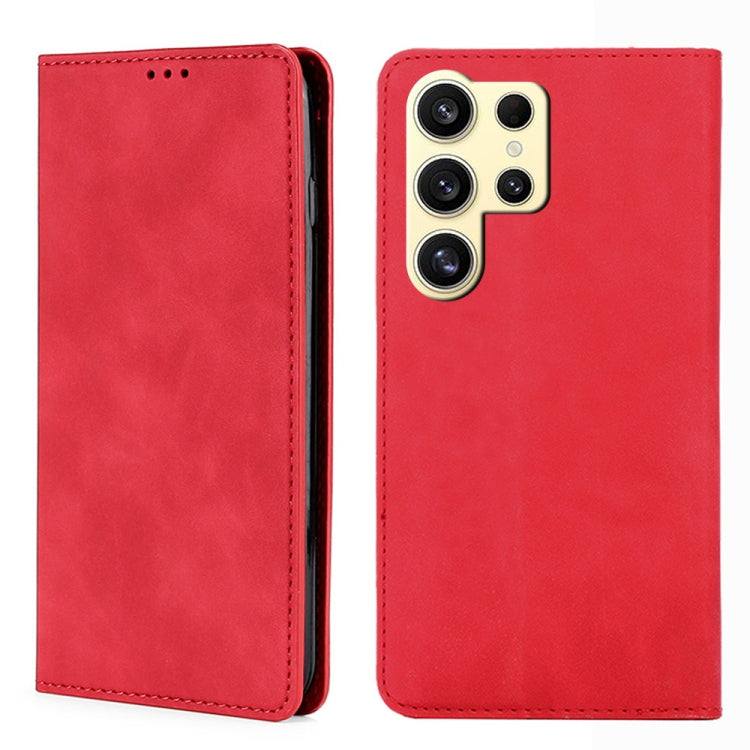 For Samsung Galaxy S25 Ultra 5G Skin Feel Magnetic Leather Phone Case(Red) - Galaxy S25 Ultra 5G Cases by PMC Jewellery | Online Shopping South Africa | PMC Jewellery | Buy Now Pay Later Mobicred