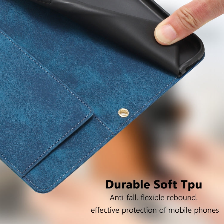 For Samsung Galaxy S25+ 5G Tulips Embossed Leather Phone Case with Lanyard(Blue) - Galaxy S25+ 5G Cases by PMC Jewellery | Online Shopping South Africa | PMC Jewellery | Buy Now Pay Later Mobicred
