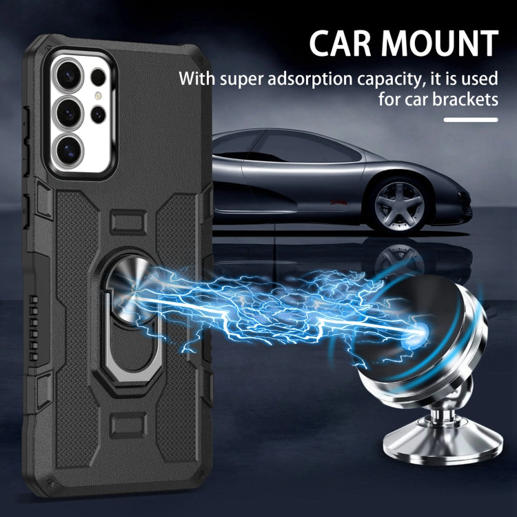 For Samsung Galaxy S25 Ultra 5G Ring Holder Armor Hybrid Phone Case(Black) - Galaxy S25 Ultra 5G Cases by PMC Jewellery | Online Shopping South Africa | PMC Jewellery | Buy Now Pay Later Mobicred