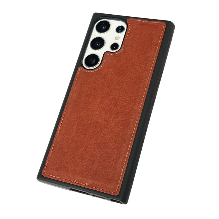 For Samsung Galaxy S25 5G Cowhide Texture Back Cover Phone Case(Brown) - Galaxy S25 5G Cases by PMC Jewellery | Online Shopping South Africa | PMC Jewellery | Buy Now Pay Later Mobicred