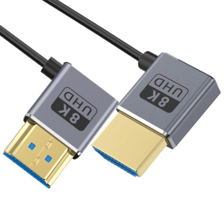 0.7m Coiled Coaxial 8K 48Gbps HDMI 2.1 Cable, Port:Right to Left Elbow - Cable by PMC TechLife | Online Shopping South Africa | PMC TechLife | Buy Now Pay Later Mobicred