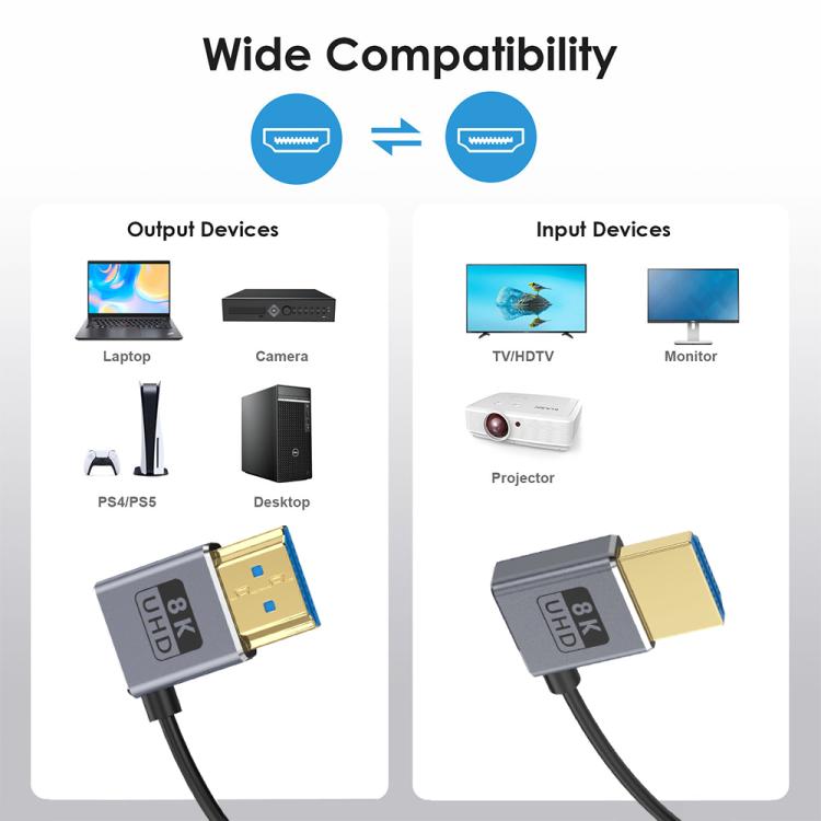 0.7m Coiled Coaxial 8K 48Gbps HDMI 2.1 Cable, Port:Right to Left Elbow - Cable by PMC TechLife | Online Shopping South Africa | PMC TechLife | Buy Now Pay Later Mobicred