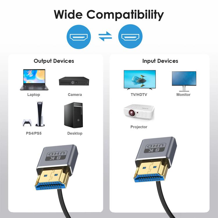 0.7m Coiled Coaxial 8K 48Gbps HDMI 2.1 Cable, Port:Down to Down Elbow - Cable by PMC TechLife | Online Shopping South Africa | PMC TechLife | Buy Now Pay Later Mobicred