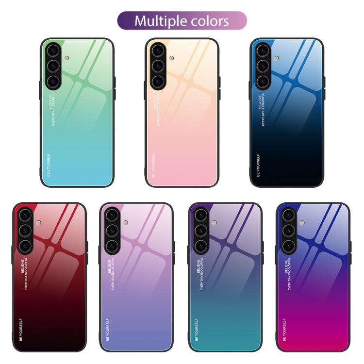 For Samsung Galaxy S25 5G Gradient Color Glass Phone Case(Aurora Blue) - free shipping - PMC Jewellery - Order now!