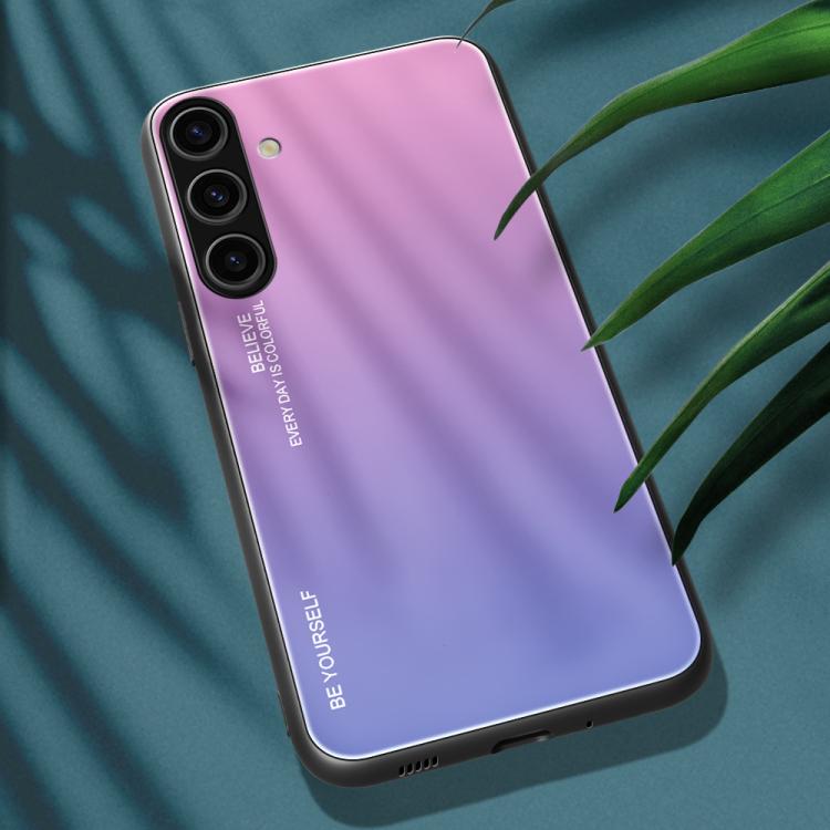 For Samsung Galaxy S25+ 5G Gradient Color Glass Phone Case(Pink Purple) - Galaxy S25+ 5G Cases by PMC Jewellery | Online Shopping South Africa | PMC Jewellery | Buy Now Pay Later Mobicred