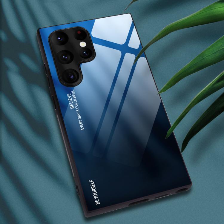 For Samsung Galaxy S25 Ultra 5G Gradient Color Glass Phone Case(Blue Black) - Galaxy S25 Ultra 5G Cases by PMC Jewellery | Online Shopping South Africa | PMC Jewellery | Buy Now Pay Later Mobicred