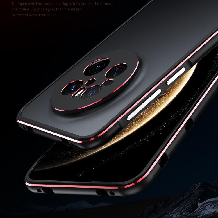 For Huawei Mate 70 Aurora Series Lens Protector + Metal Frame Phone Case(Black Red) - Huawei Cases by PMC TechLife | Online Shopping South Africa | PMC TechLife | Buy Now Pay Later Mobicred