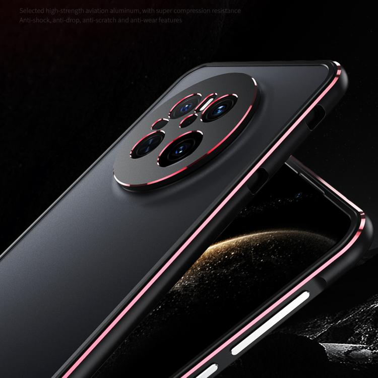 For Huawei Mate 70 Aurora Series Lens Protector + Metal Frame Phone Case(Black Red) - Huawei Cases by PMC TechLife | Online Shopping South Africa | PMC TechLife | Buy Now Pay Later Mobicred