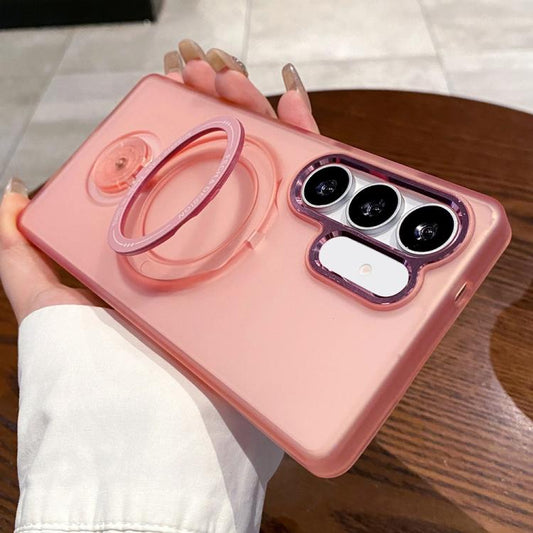 For Samsung Galaxy S25+ 5G Rotation Holder MagSafe Phone Case(Pink) - Galaxy S25+ 5G Cases by PMC Jewellery | Online Shopping South Africa | PMC Jewellery | Buy Now Pay Later Mobicred