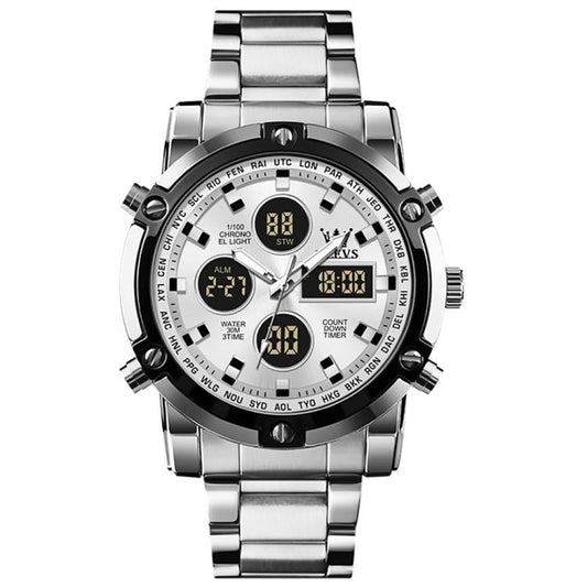 OLEVS 1106 Men Luminous Waterproof Smart Electronic Watch(White) - Metal Strap Watches by OLEVS | Online Shopping South Africa | PMC Jewellery | Buy Now Pay Later Mobicred