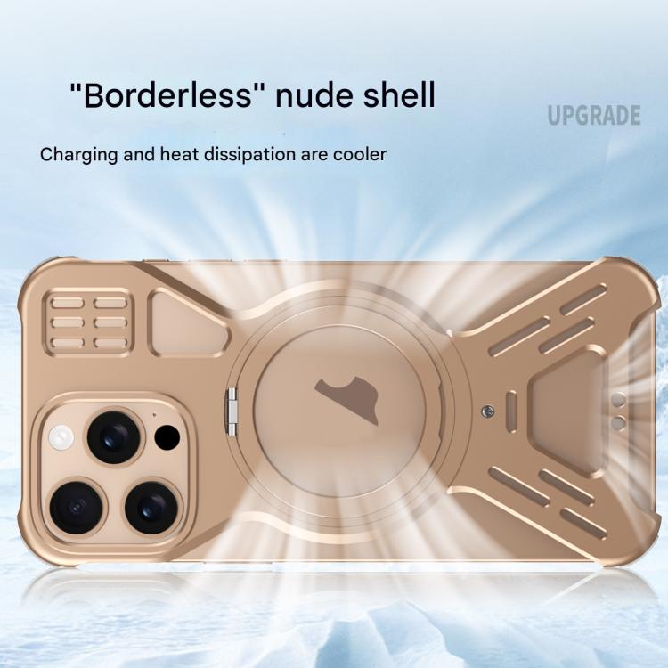 For iPhone 16 Armor 360 Holder Frameless Alloy MagSafe Phone Case(Desert Gold) - free shipping - PMc TechLife - Order now!