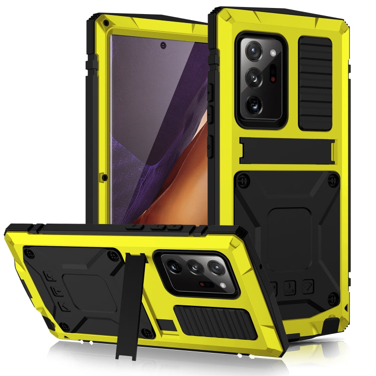 For Samsung Galaxy Note 20 R-JUST Shockproof Waterproof Dust-proof Metal + Silicone Protective Case with Holder(Yellow) - Galaxy Note20 Cases by R-JUST | Online Shopping South Africa | PMC TechLife | Buy Now Pay Later Mobicred