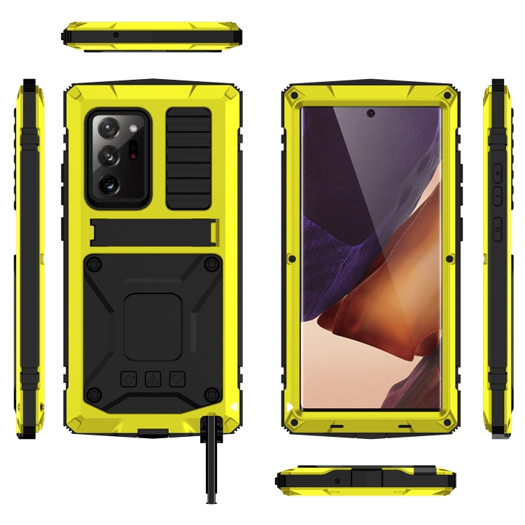 For Samsung Galaxy Note 20 R-JUST Shockproof Waterproof Dust-proof Metal + Silicone Protective Case with Holder(Yellow) - Galaxy Note20 Cases by R-JUST | Online Shopping South Africa | PMC TechLife | Buy Now Pay Later Mobicred