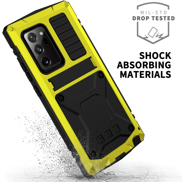 For Samsung Galaxy Note 20 Ultra R-JUST Shockproof Waterproof Dust-proof Metal + Silicone Protective Case with Holder(Yellow) - Galaxy Note20 Cases by R-JUST | Online Shopping South Africa | PMC TechLife
