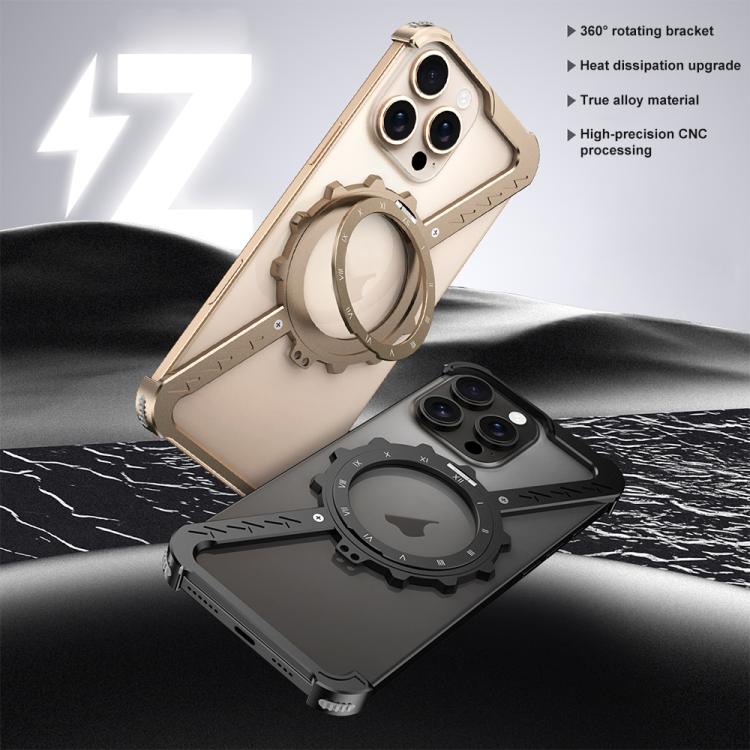 For iPhone 16 Pro Z-shaped Frameless Metal 360 Holder MagSafe Phone Case(Space Grey) - iPhone 16 Pro Cases by PMc TechLife | Online Shopping South Africa | PMc TechLife | Buy Now Pay Later Mobicred